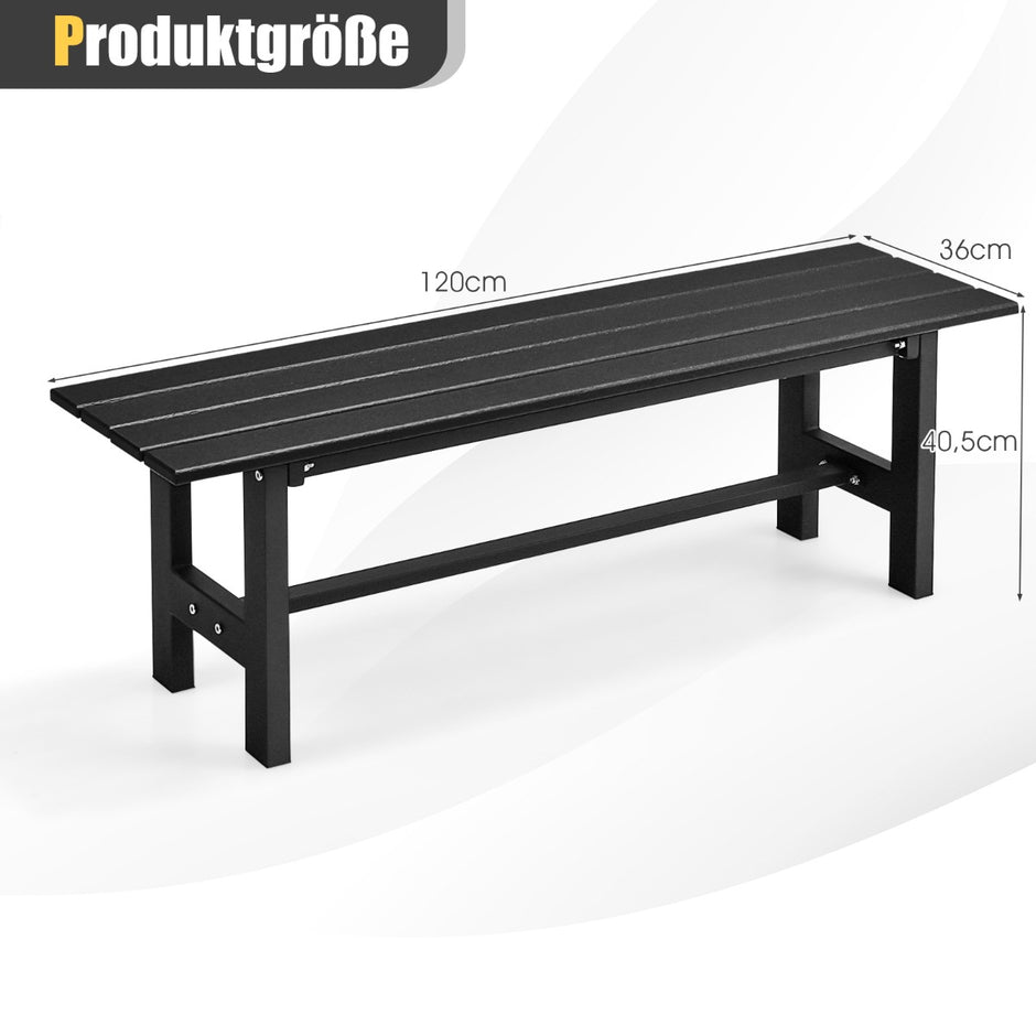 Trädgårdsbänk – för personer med lamellsäte upp till lastkapacitet – 2 300 kg 120 x 36 x 40,5 cm – Svart