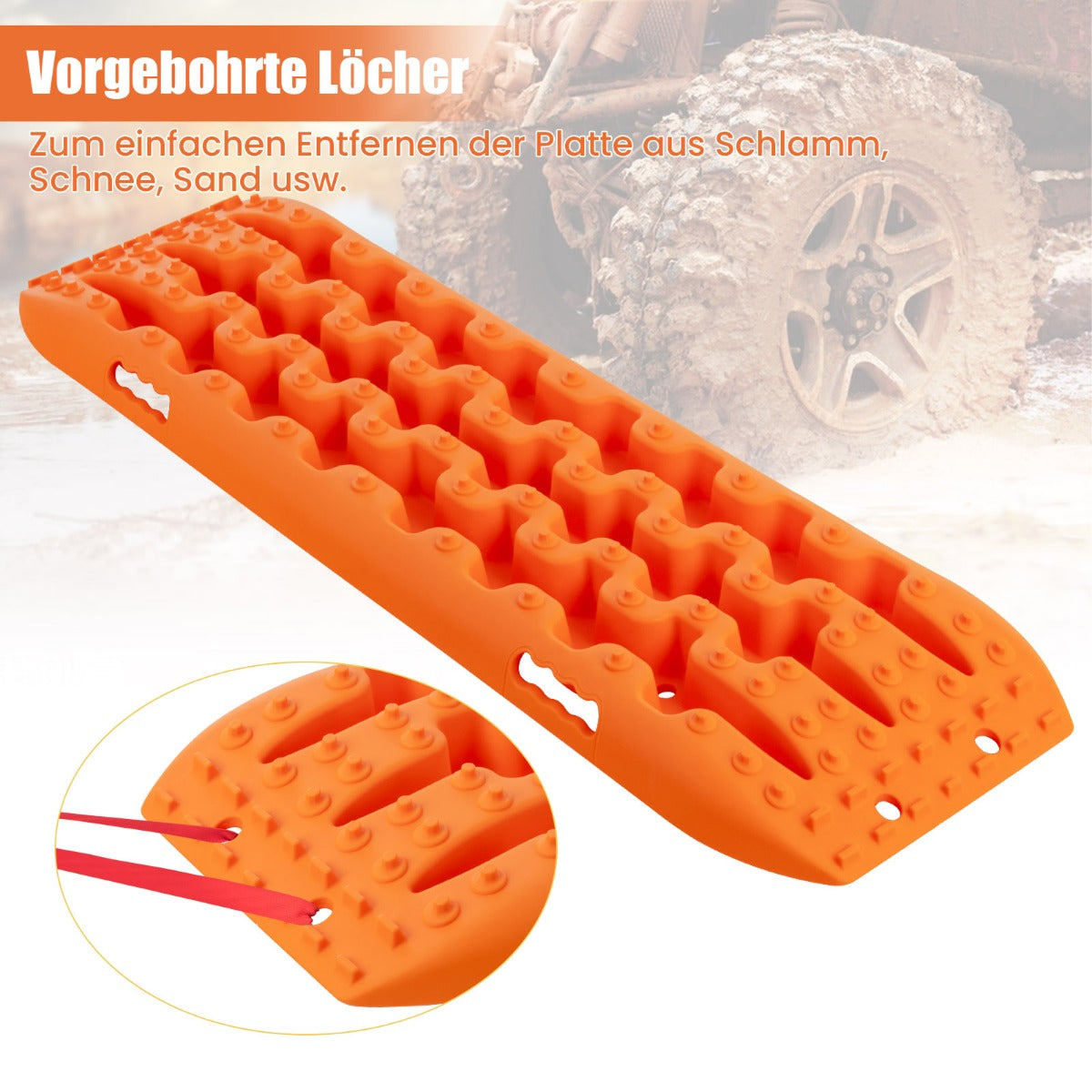 stycken – starthjälp sandplattor terrängdäckstege för sand/lera/snö – 2 107 x 31 x 7 cm – Orange