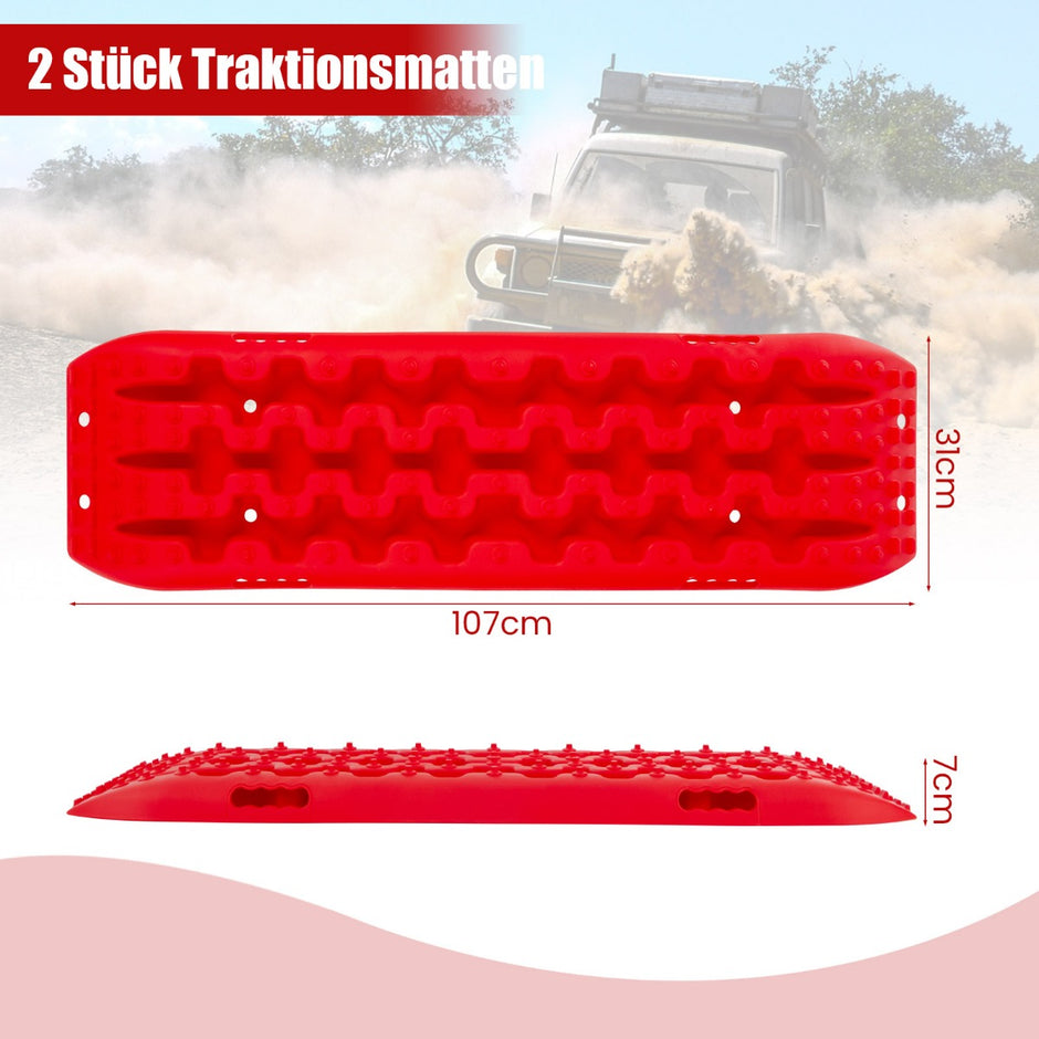 stycken – starthjälp sandplattor terrängdäckstege för sand/lera/snö – 2 107 x 31 x 7 cm – Röd