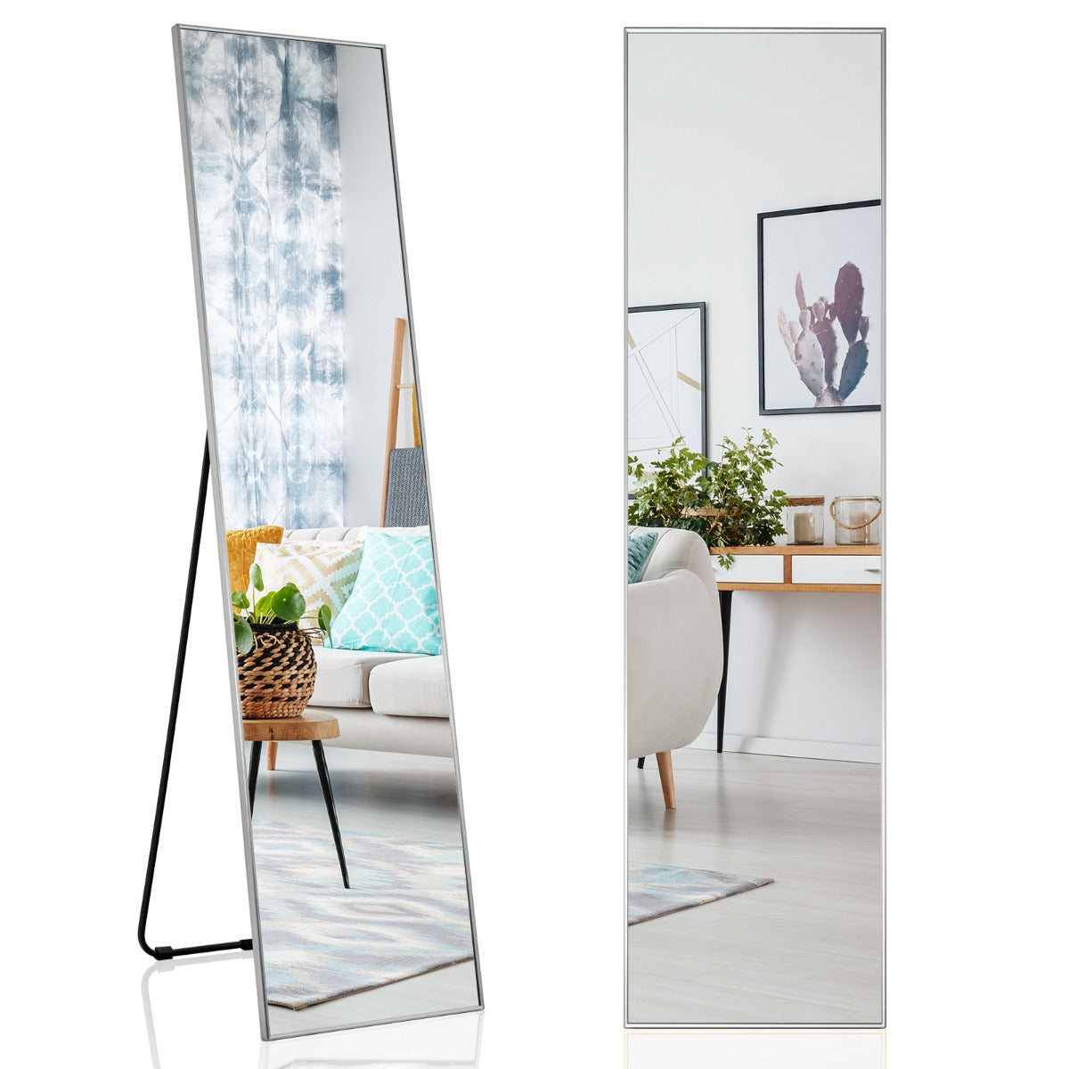 Helspegel – i stående och väggspegel gjord av spricksäker glassilver – 2 1 160 x 40 cm – Silver