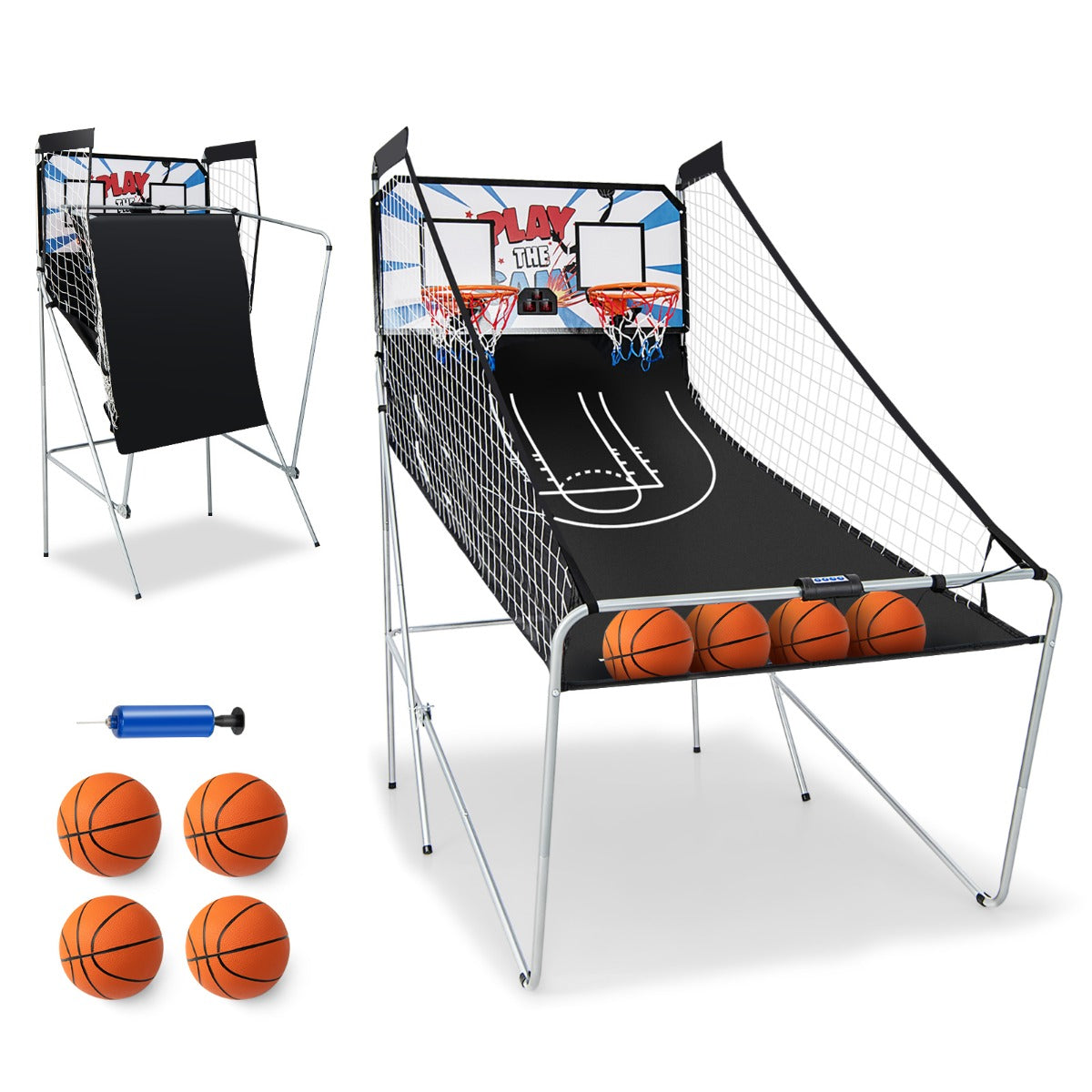Basketmaskin – Vikbar arkadspel med korgar vita – 2 – Svart