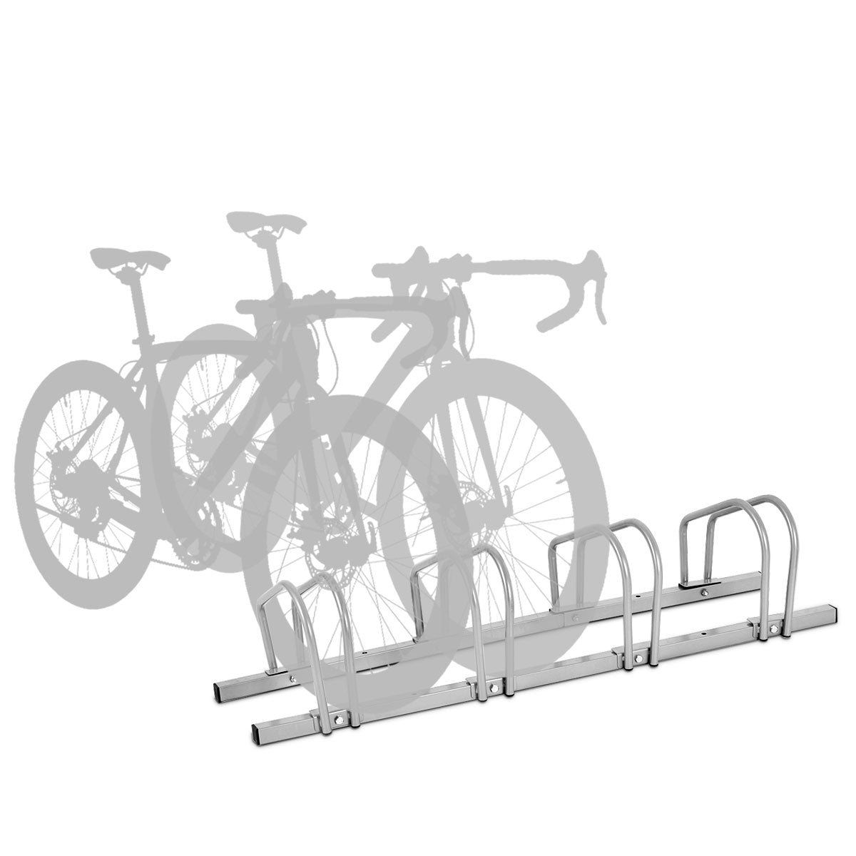 Cykelställ – för cyklar Multipelställ Stål Golvställ Ståställ – 4 – Silver
