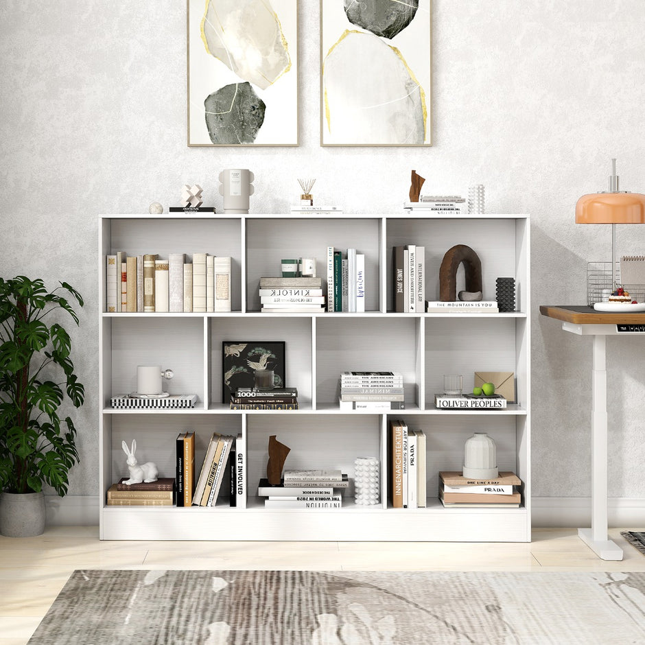 vånings – bokhylla med fack Ståhylla Kubhylla Kontorshylla – 3 10 140 x 24 x 104 cm – Vit