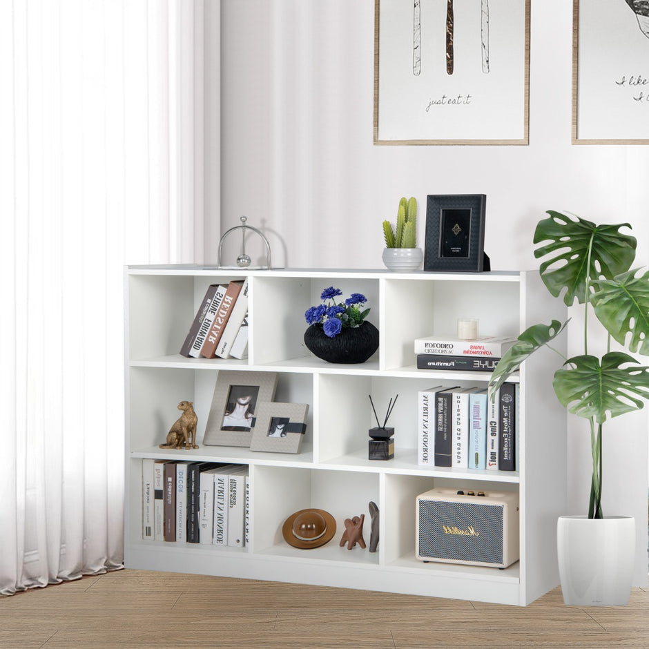 Bokhylla – med fack vånings stående för vardagsrum – 8 3 122 x 32 x 93 cm – Vit