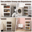 Set – med stapelbara förvaringslådor lock och hjul dörrar – 3 49,5 x 31,5 x 86 cm – Vit