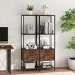 vånings – bokhylla med låda och metallram Modern stående – 5 – Brun