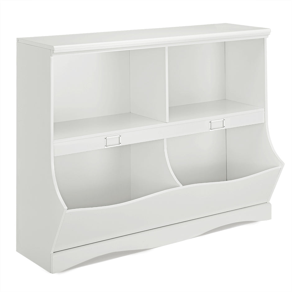 Förvaringshylla – med behållare Leksaksställ för barn – 105,5 x 39,5 x 84 cm – Vit