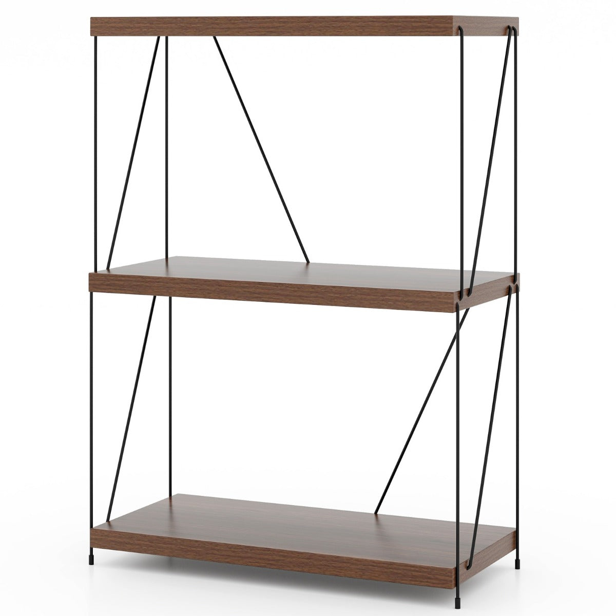 vånings – stående hylla med metallram Industriell Förvaringsställ – 3 60 x 29,5 x 85,5 cm – Brun