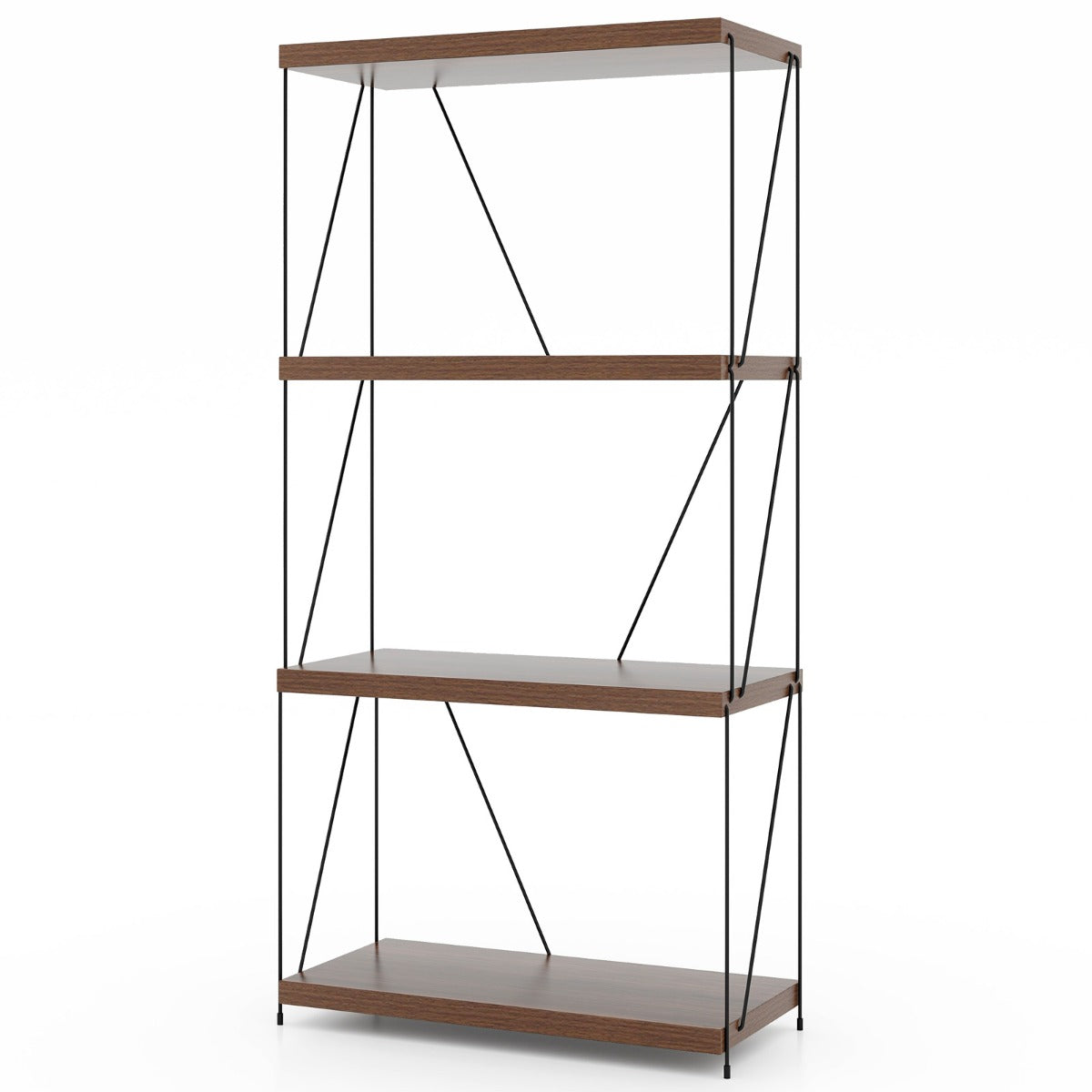 vånings – stående hylla med metallram Industriell Förvaringsställ – 4 60 x 29,5 x 105 cm – Brun
