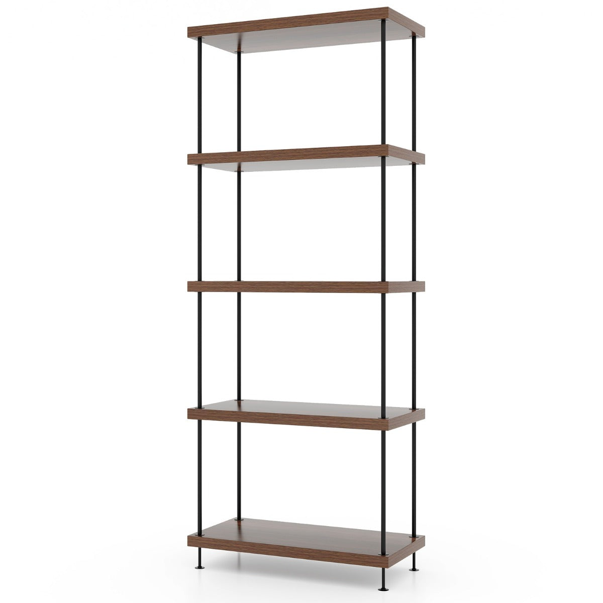 vånings – stående hylla med metallram Industriell Förvaringsställ – 5 60 x 29,5 x 147 cm – Brun