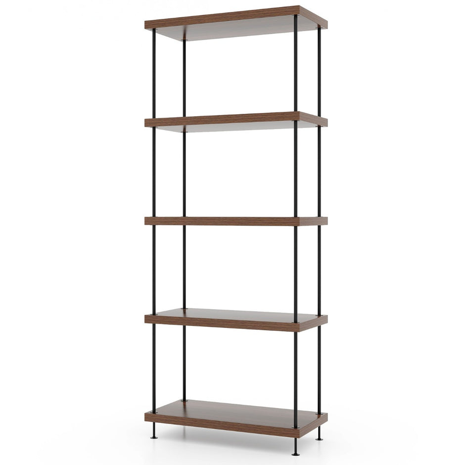 vånings – stående hylla med metallram Industriell Förvaringsställ – 5 60 x 29,5 x 147 cm – Brun