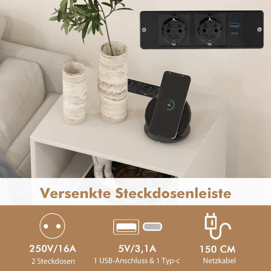 Skivspelarställ – med laddstation vånings skivstativ – 3 48 x 40 x 88 cm – Vit