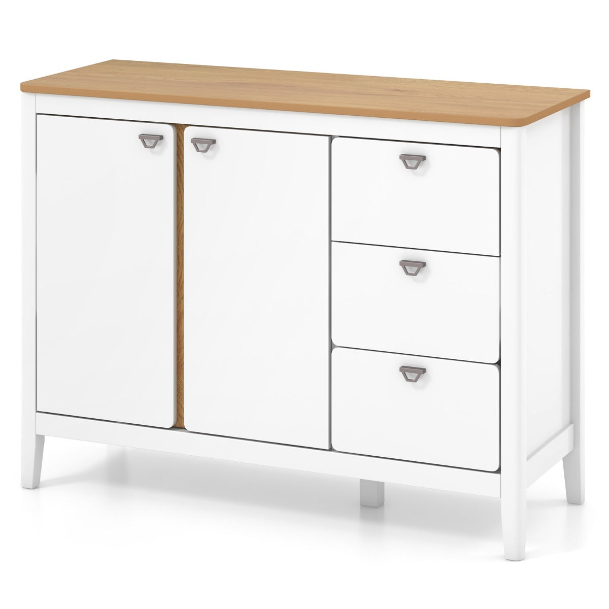 Köksskåp – med dörrar och lådor Träskänk Bufféskåp – 2 3 106 x 40 x 80 cm – Vit