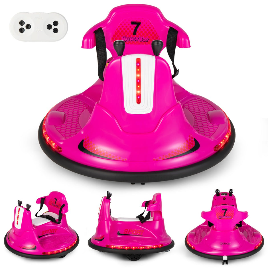6V – Kids Bumper Car graders rotation med musik och färgglada LED lampor – 360 – Rosa