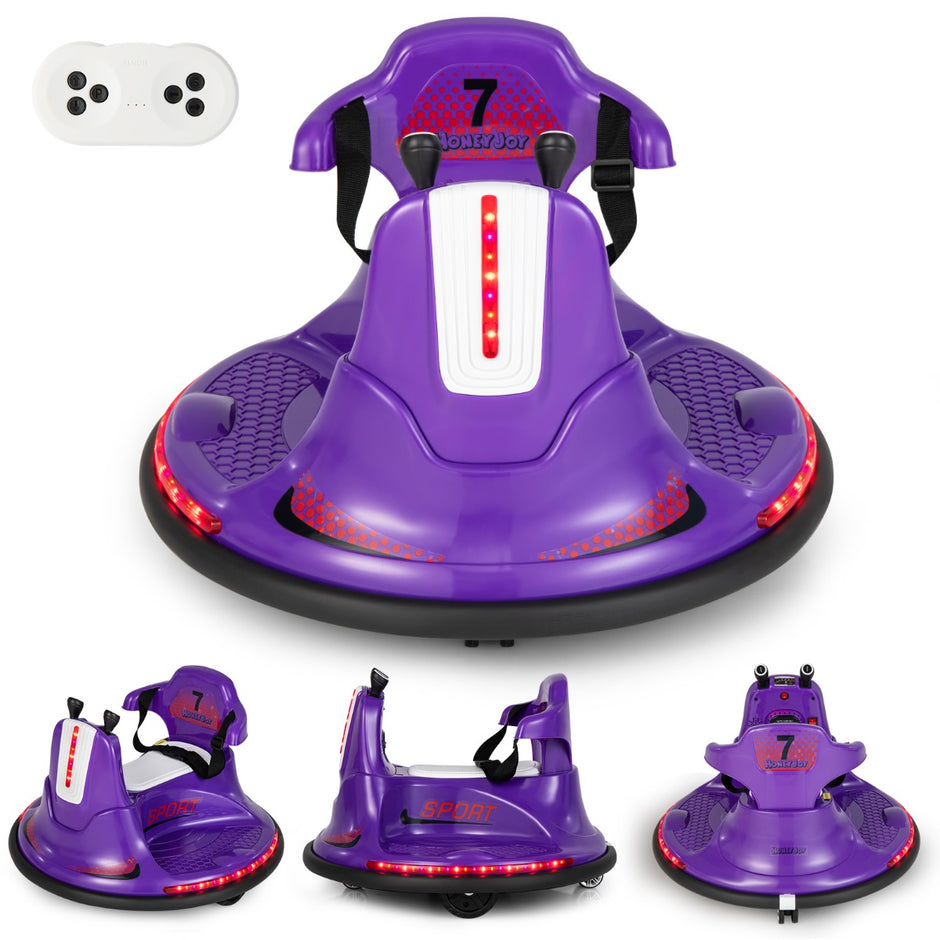 6V – Kids Bumper Car graders rotation med musik och färgglada LED ljus – 360 – Lila
