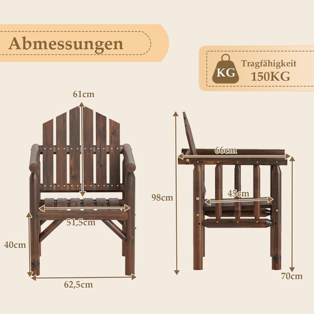 Utomhus – trä armstol, patio matstol med armstöd och lutad hög rygg – Brun