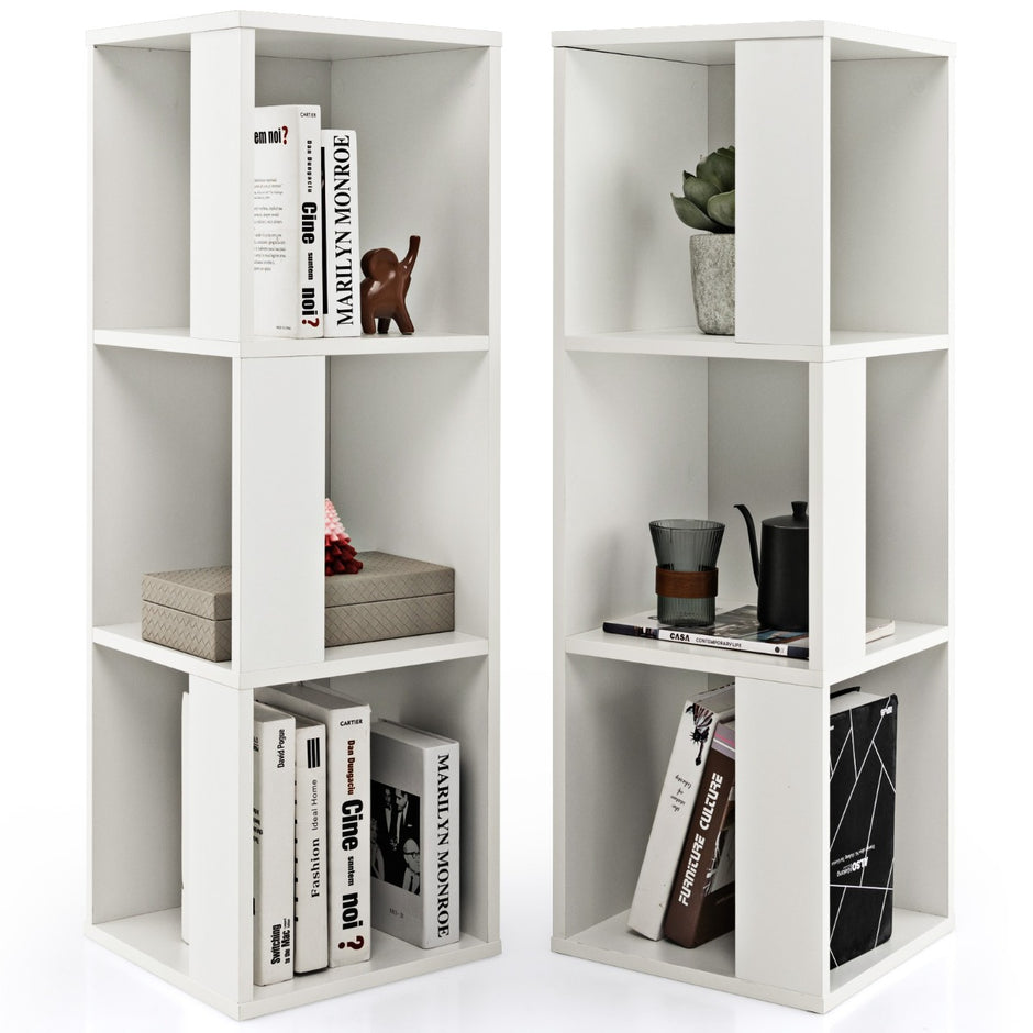 Set – med bokhyllor i trä anti lutningsanordning, nivåer, stående hylla, – 2 3 33 x 33 x 100,5 cm – Vit