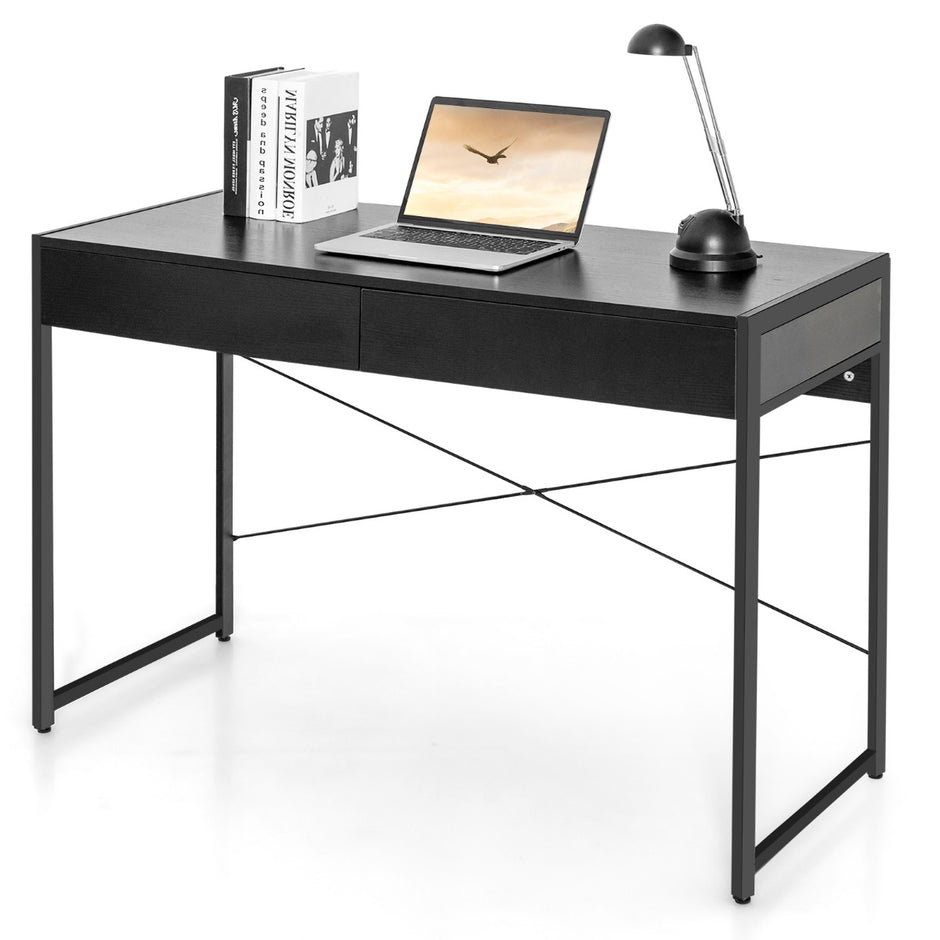 Skrivbord – Dator Kontorsbord PC Arbetsbord med lådor – 2 – Svart
