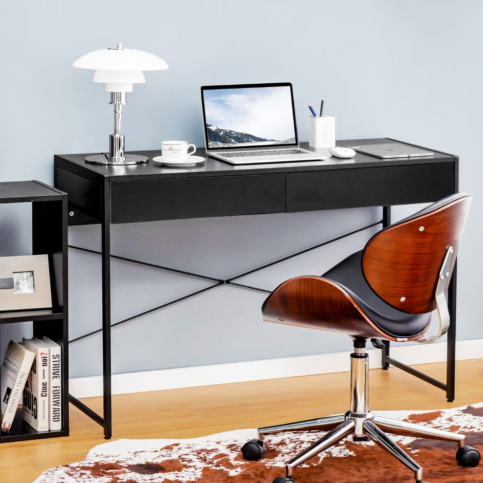 Skrivbord – Dator Kontorsbord PC Arbetsbord med lådor – 2 – Svart