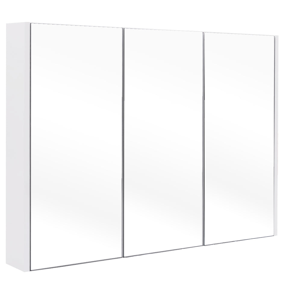 Spegelskåp – med ställbara hyllor – 90 x 11 x 65 cm – Vit