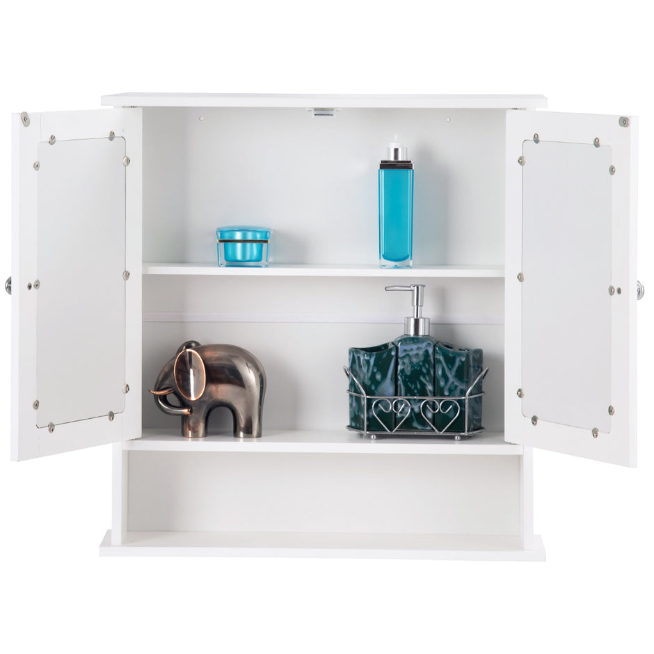 Spegelskåp – Badrumsskåp Väggskåp – 56,5 x 13,5 x 58,5 cm – Vit