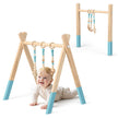 Babygym – Babylekutrustning Lek trapets Lekbåge Träleksaksaktivitetscenter med barnleksaker – 3 – Grön