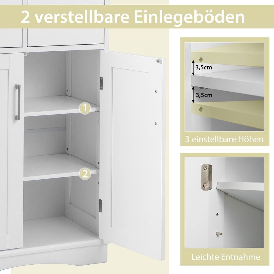Badrumsskåp – Fristående förvaringsskåp med dörrar – 2 60 x 30 x 108 cm – Vit