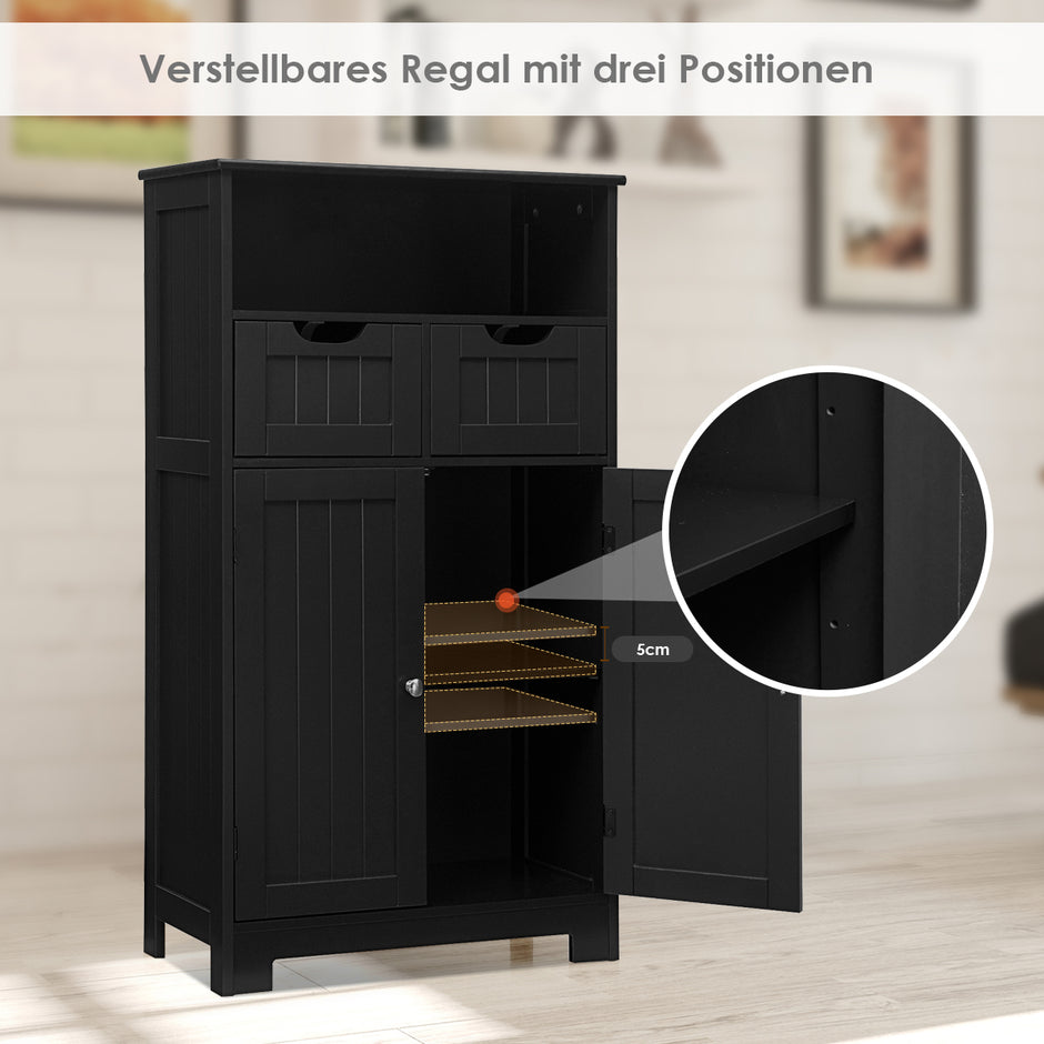 Badrumsskåp – med höjdjusterbar hylla – 60 x 30 x 109 cm – Svart