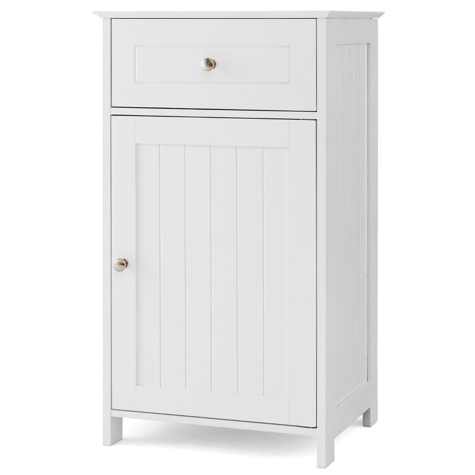 Badrumsskåp – smalt med låda och lucka – 43 x 34 x 77 cm – Vit