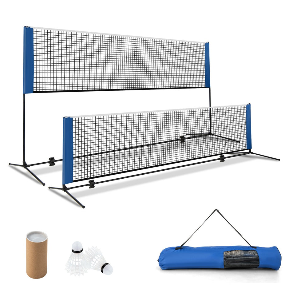 Badmintonnät – med stativ, höjdjusterbart fjäderbollar och bärväska – 2 310 x 102 x 89-155 cm – Svart