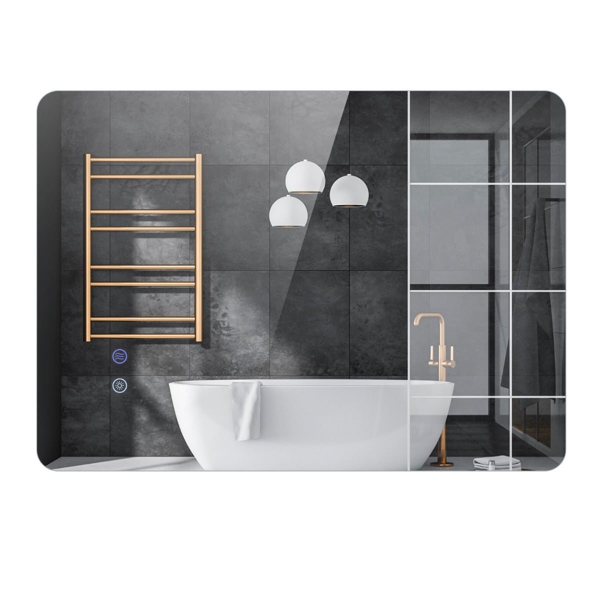 Rektangulär – LED belyst Spegel Väggmonterad – 70 x 50 cm – Silver