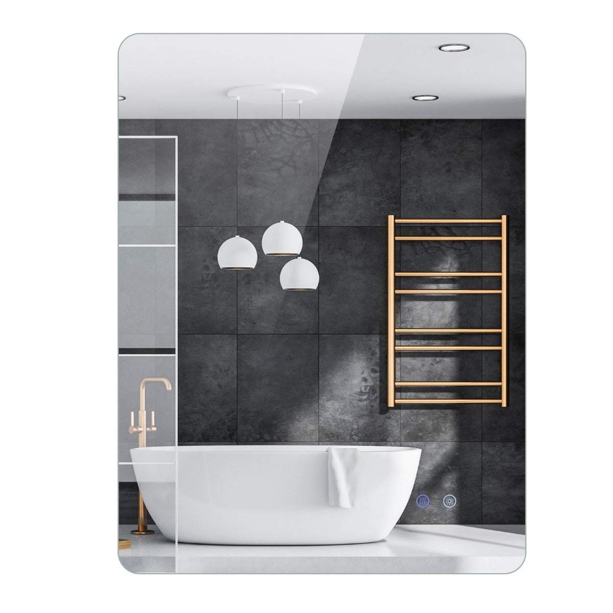 Rektangulär – LED belyst Spegel Väggmonterad – 80 x 60 cm – Silver