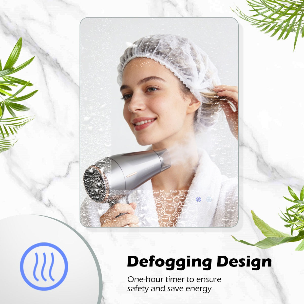 Rektangulär – LED belyst Spegel Väggmonterad – 80 x 60 cm – Silver