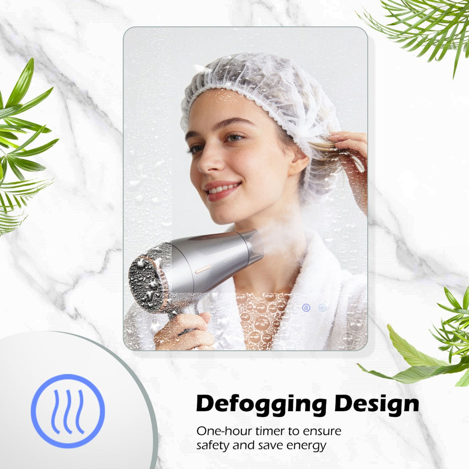 Rektangulär – LED belyst Spegel Väggmonterad – 80 x 60 cm – Silver