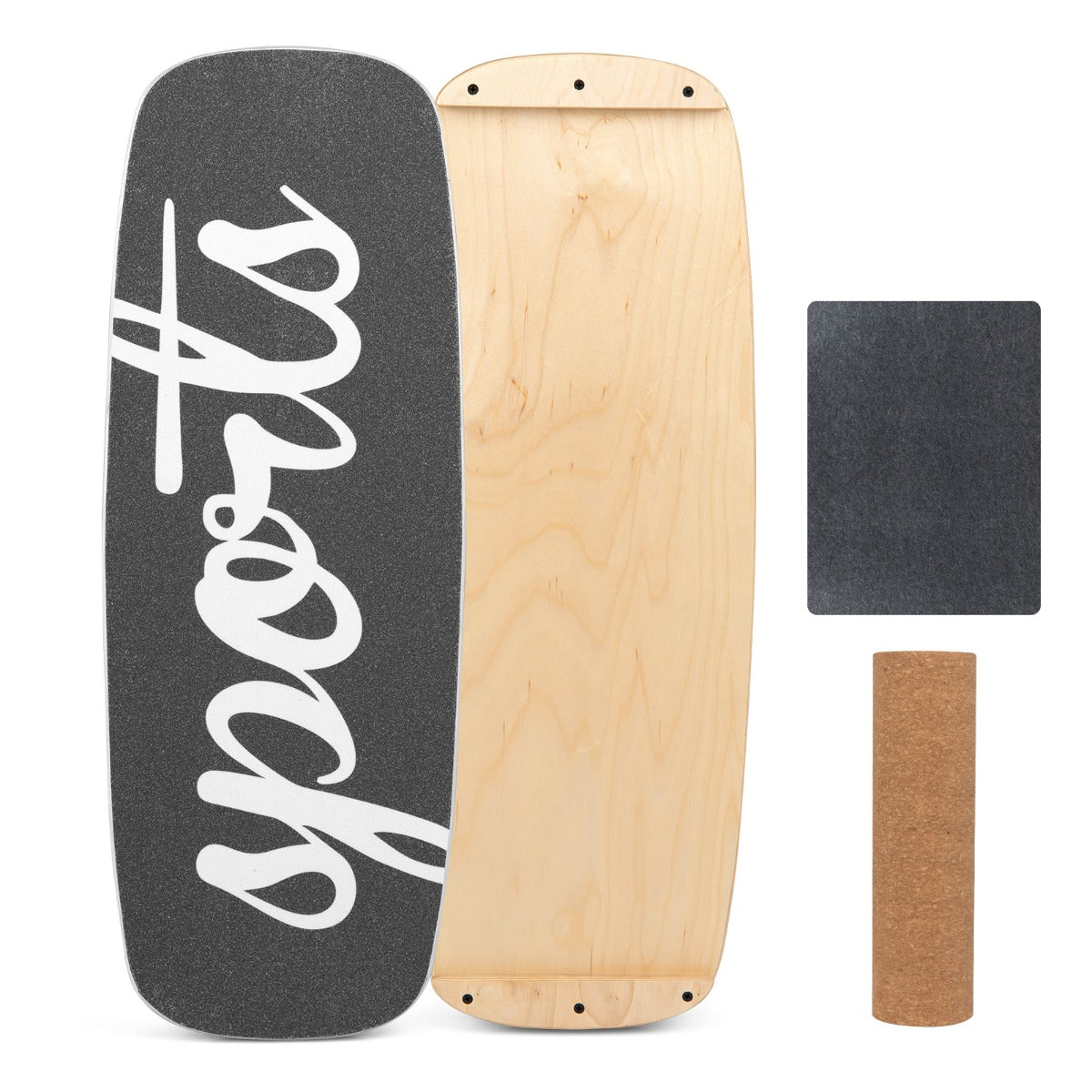 Balancebräda – Waveboard med korkrulle, surfbräda av björkträ, belastbar upp till – 17 mm 10 cm 100 kg – Svart