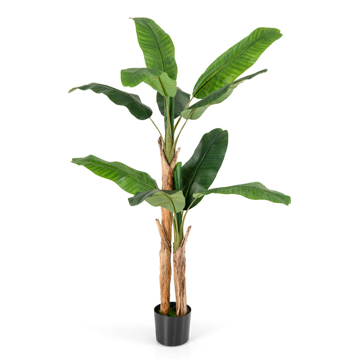 Konstgjord – bananträd Bananväxt med blad och naturlig stam – 10 165 cm – Grön