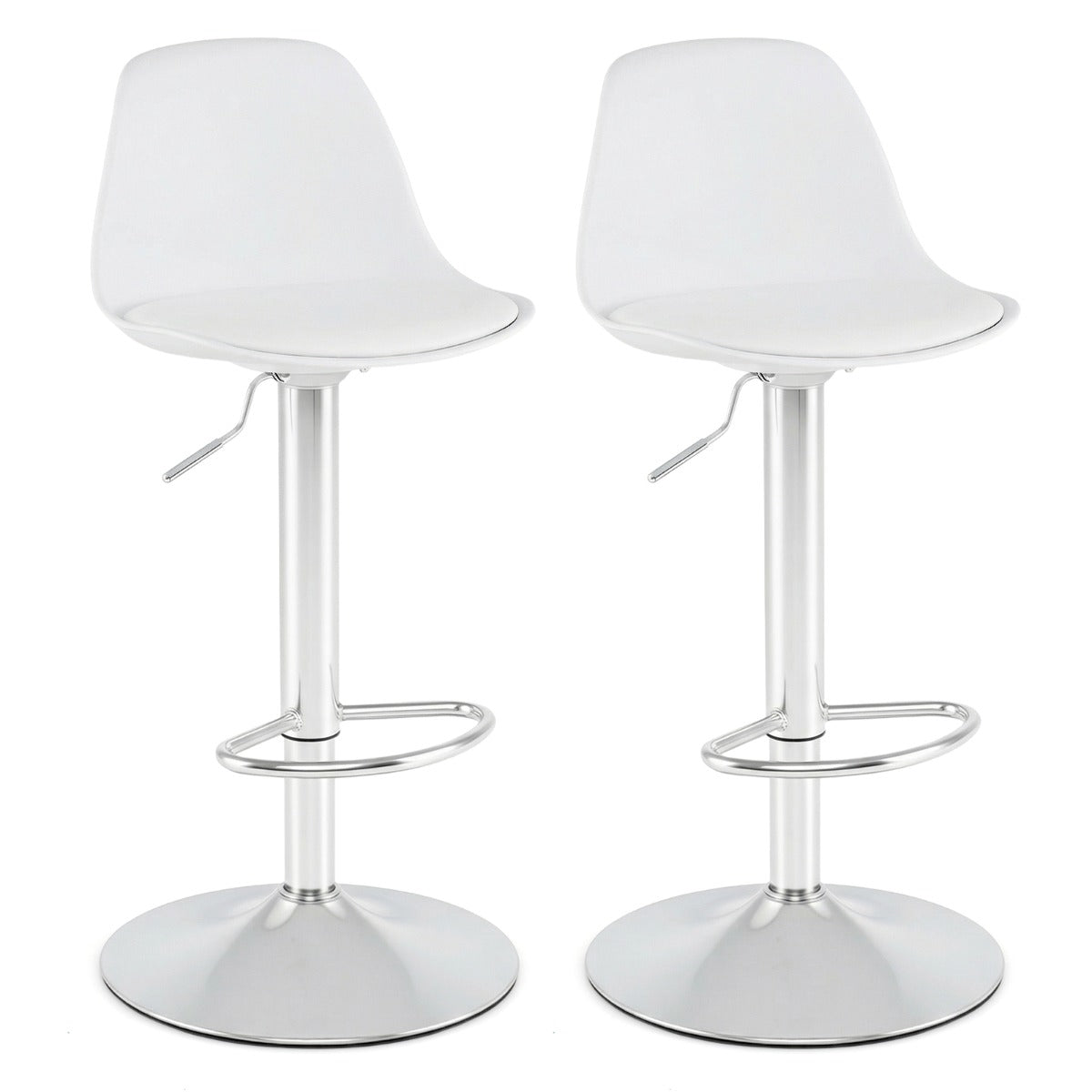 2er – Set Barhocker, 360° drehbar, Barstuhl, höhenverstellbar, Tresenhocker, Küchenhocker, weiß – Vit