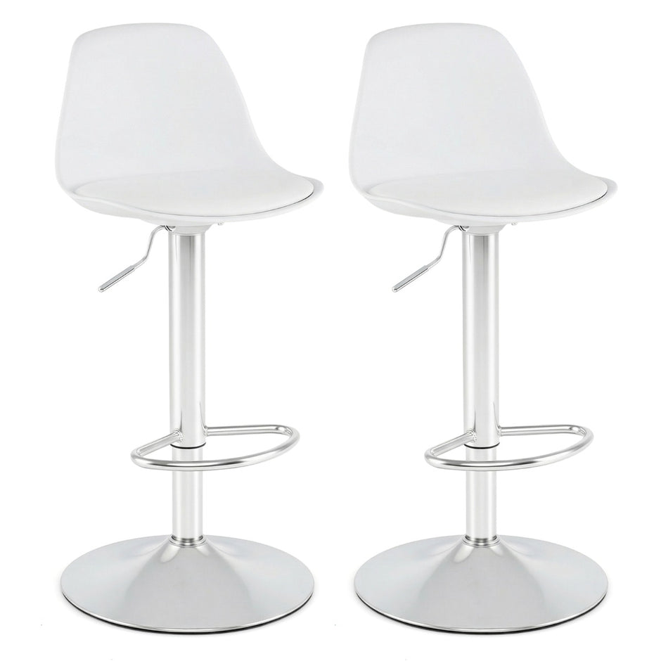 2er – Set Barhocker, 360° drehbar, Barstuhl, höhenverstellbar, Tresenhocker, Küchenhocker, weiß – Vit