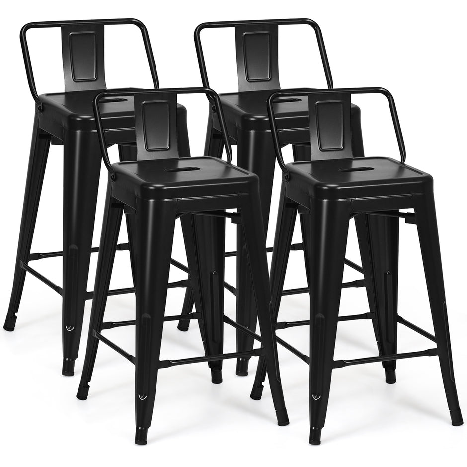 Set – med barstolar vintage stapelbar sitthöjd gjord av metall upp till – 4 62 cm 150 kg – Svart