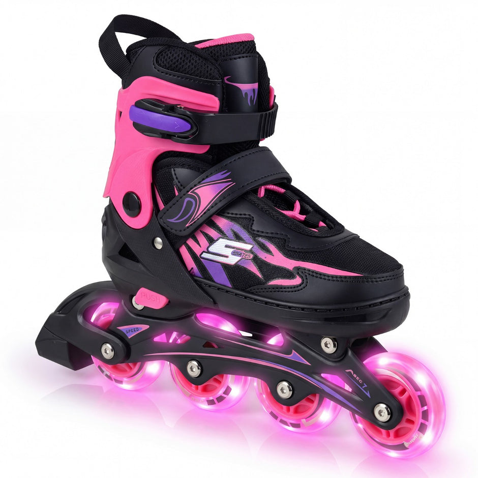 Barn – Inlineskates Storlekar Justerbara Med Ljusande Hjul L (EU 38-41) – 4 – Rosa