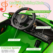 Barn – Lamborghini elbil med fjärrkontroll och LED strålkastare tuta musik – Grön