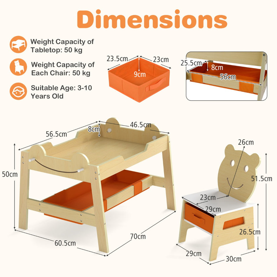 i – målbord med vändbar tavla och whiteboard barnsittgrupp i björnform förvaringsutrymme Naturfärgad – 5 1 – Natur