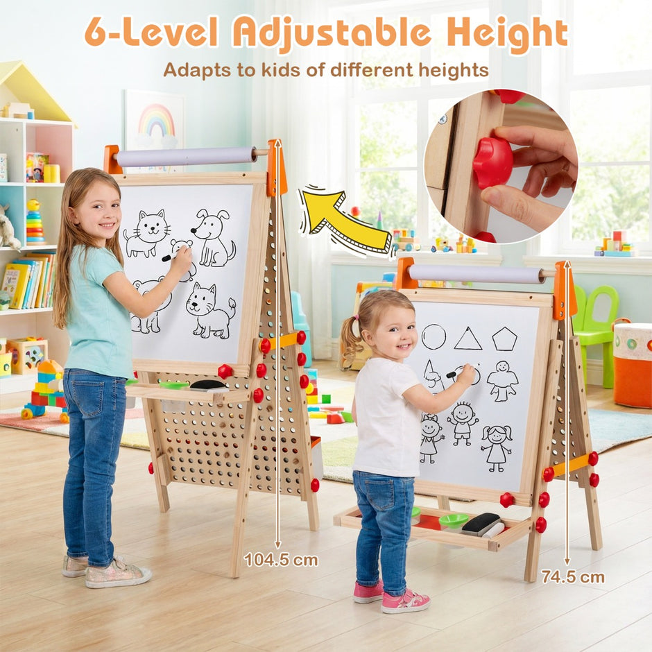 Barn – staffli i dubbelsidig i trä med magnet whiteboard Naturfärgad – 3 1 – Natur