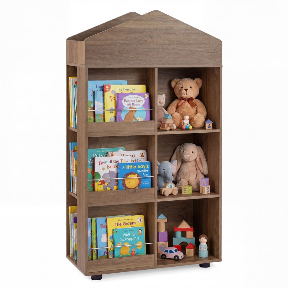 Montessori – barnhylla bokhylla trä och leksaksförvaring – 116 cm – Natur