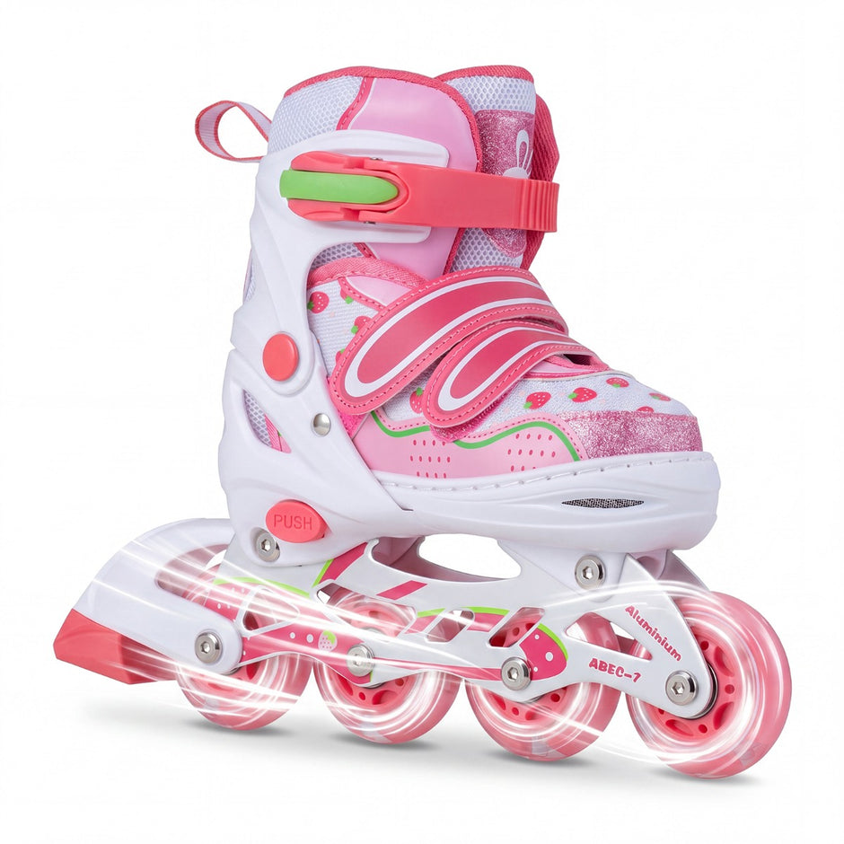 Inline – Skates barn storlekar justerbara med lysande hjul S – 4 – Rosa