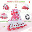 Inline – Skates barn storlekar justerbara med lysande hjul S – 4 – Rosa