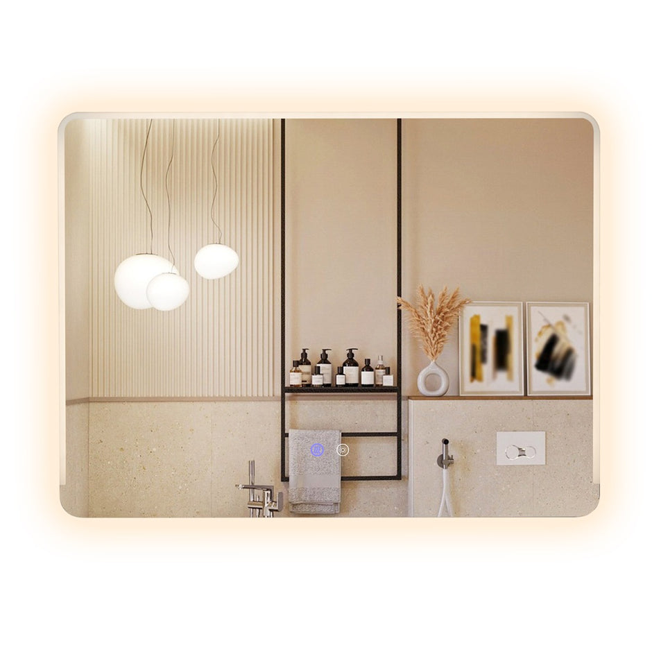 LED badrumsspegel – med färgsljus och immafri väggspegel sminkspegel – 3 / 80 x 60 cm – Silver