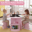 Maltisch – för barnrum, barnbord och stol set runt, delig barnsitgrupp – 5 – Rosa