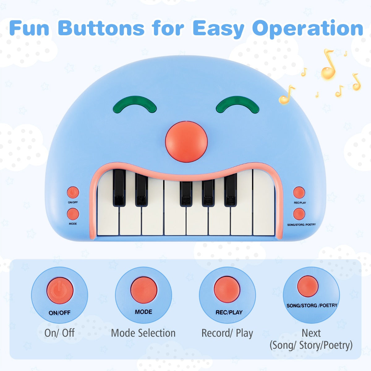 tangenter – barn keyboard med musik och ljus Baby piano bärbart – 13 – Blå