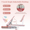 Höjjusterbart – barnskrivbord + barnroterbar stol set, – . – Rosa